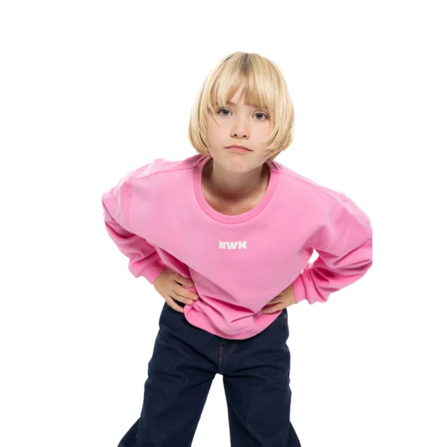 No Way Monday rechtvallende sweater met backprint en tekst - roze