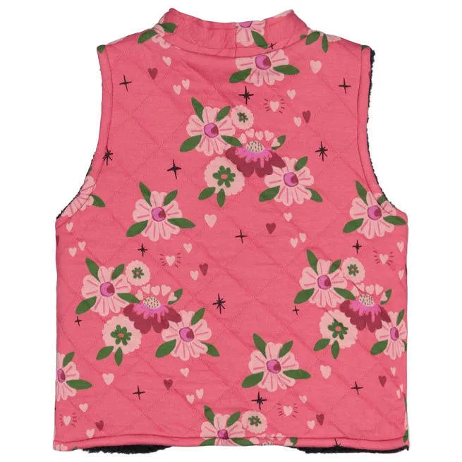 Jubel reversible teddy gilet Moon Flowers antraciet/roze, foto 8