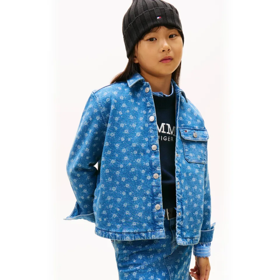 Tommy Hilfiger gebloemd denim overhemd blauw, foto 3