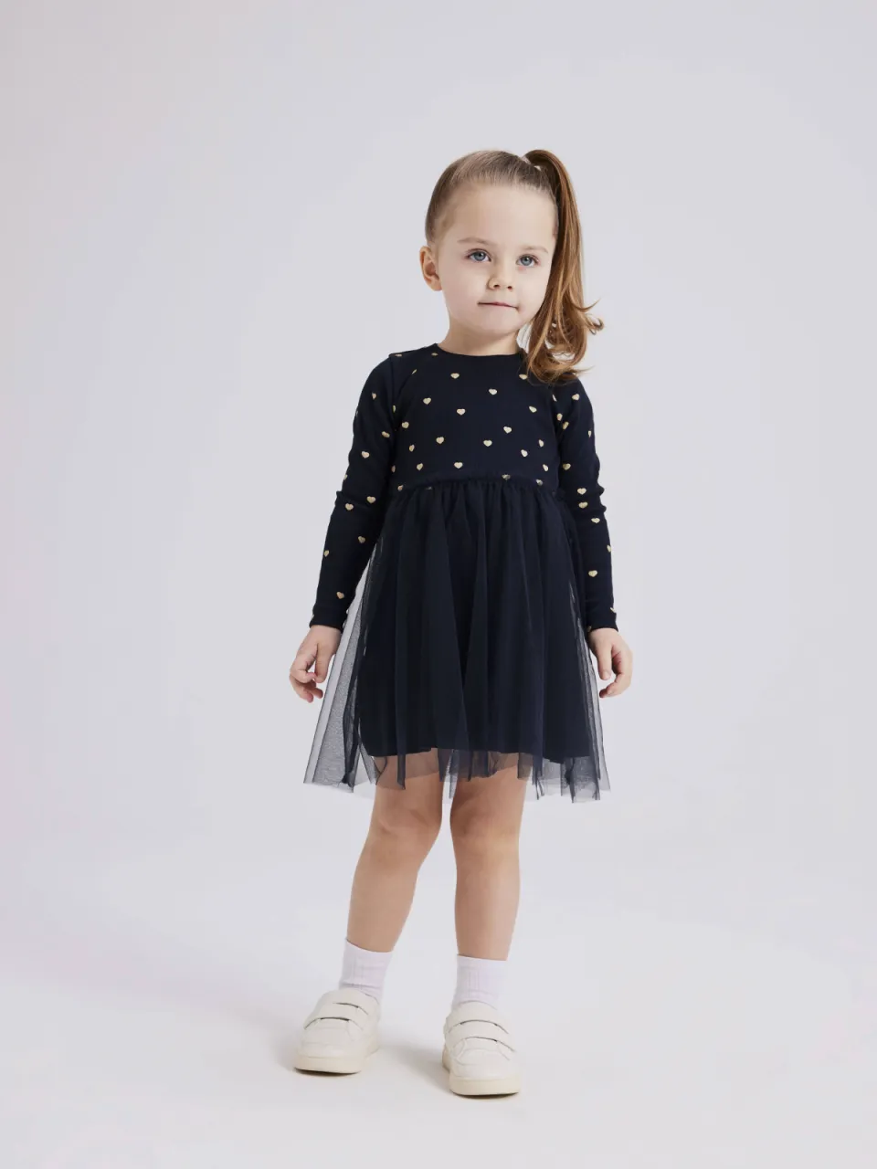 NAME IT MINI A-lijn jurk met tule donkerblauw