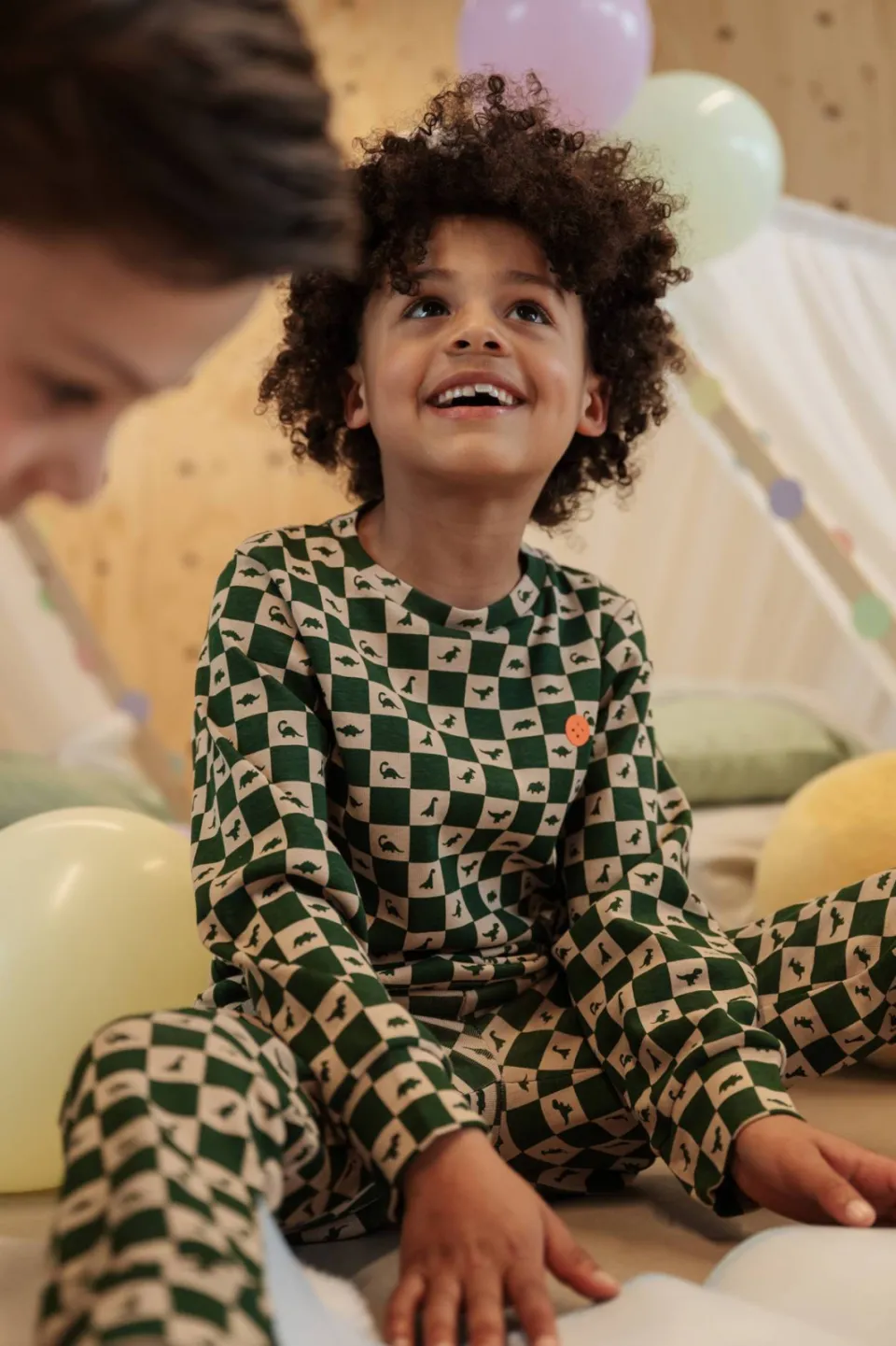 Stains&Stories geruite pyjama donkergroen beige, foto 6
