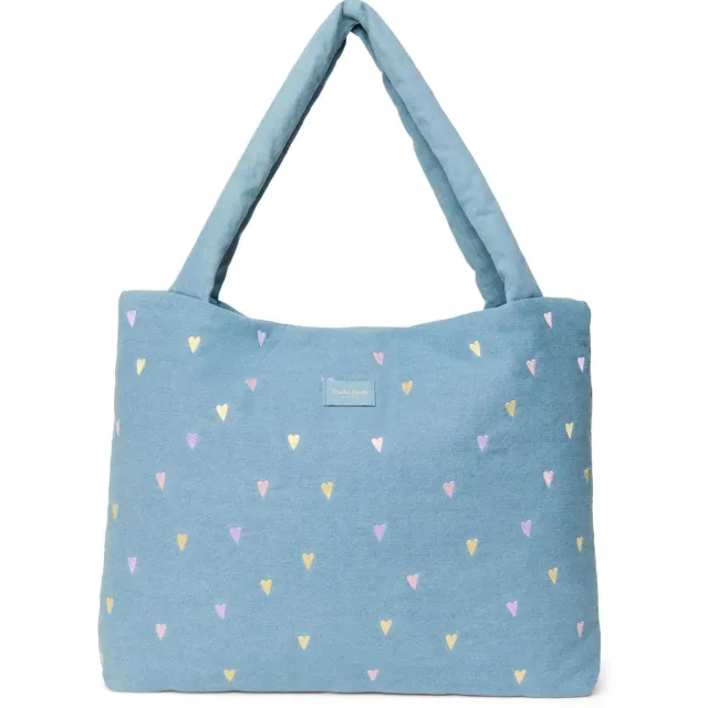 Studio Noos denim luiertas Hearts Mom Bag lichtblauw