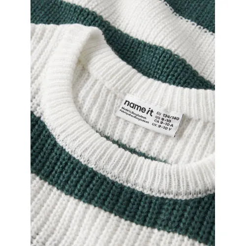 NAME IT KIDS oversized gestreepte gebreide trui - wit Meisjes Acryl Ronde hals, foto 3