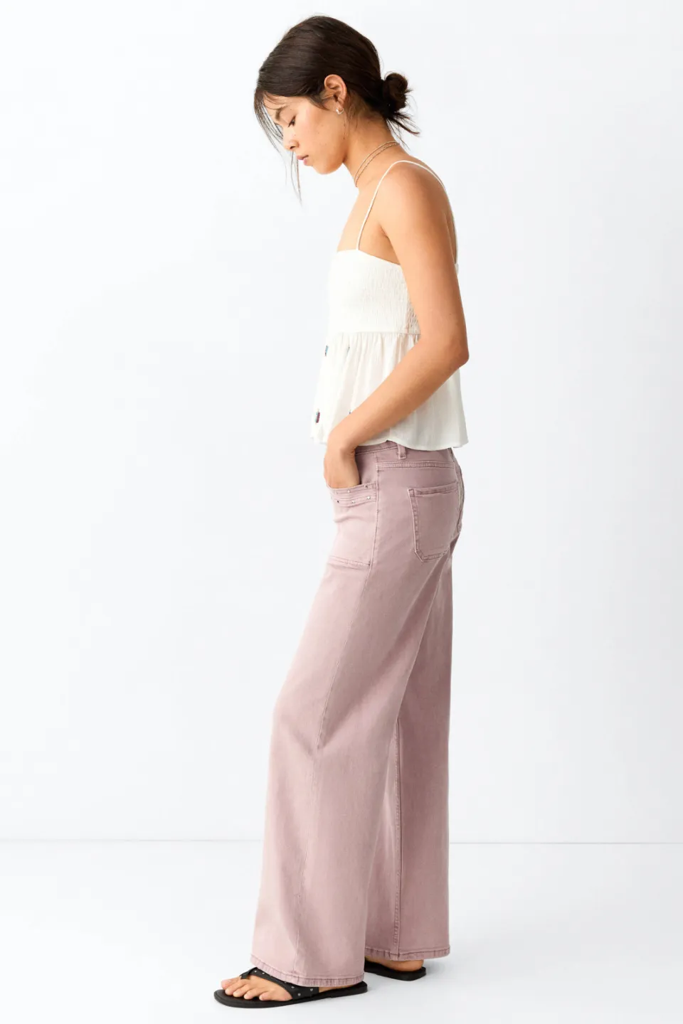 Mango TEEN straight leg jeans met studs - roze, foto 3