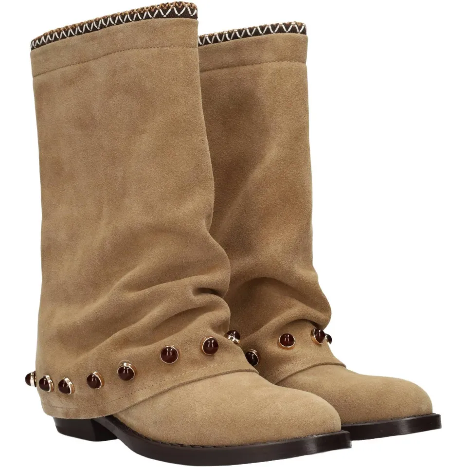 Haboob suède laarzen met studs - beige, foto 4