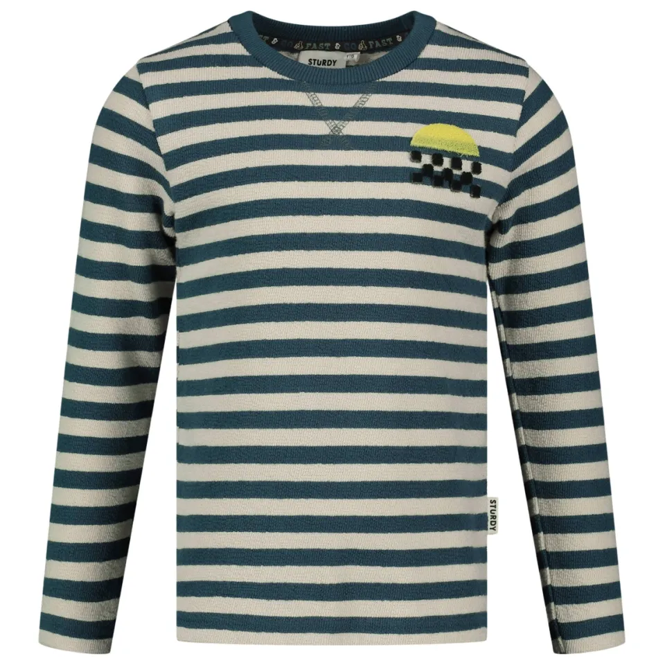 Sturdy rechtvallende gestreepte longsleeve petrol, foto 2