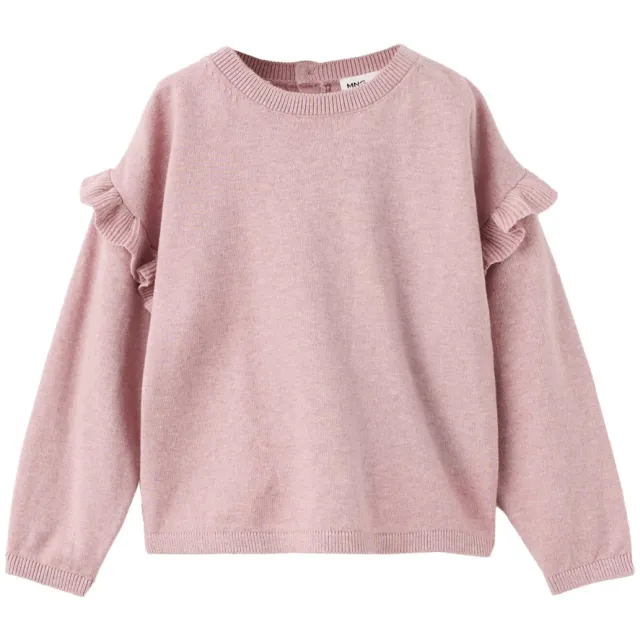Mango Kids katoenen gebreide trui met ruches - roze