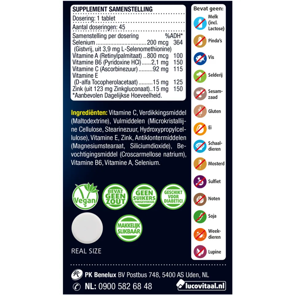 Lucovitaal Selenium + Zink 200 mcg gistvrij tabletten, foto 4