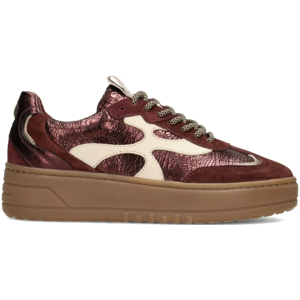 Haboob Aurelie leren sneakers met plateauzool - bordeaux