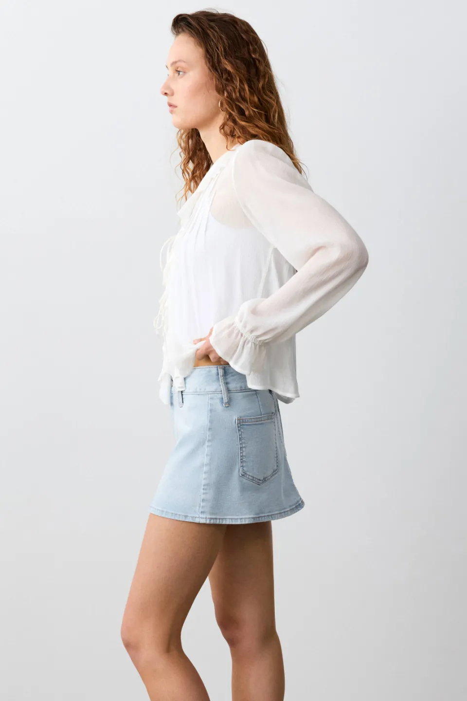 Mango spijkerrok lichtblauw light blue denim, foto 4