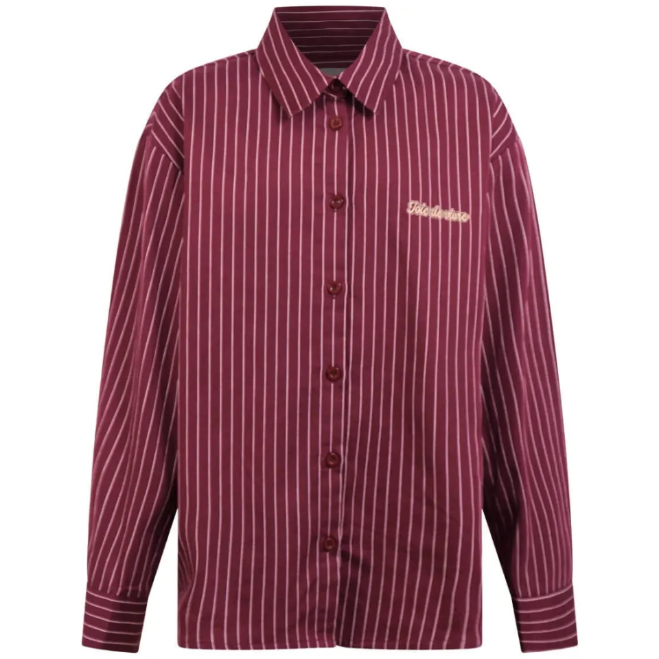 Shoeby oversized blouse met krijtstreep donkerrood, foto 2