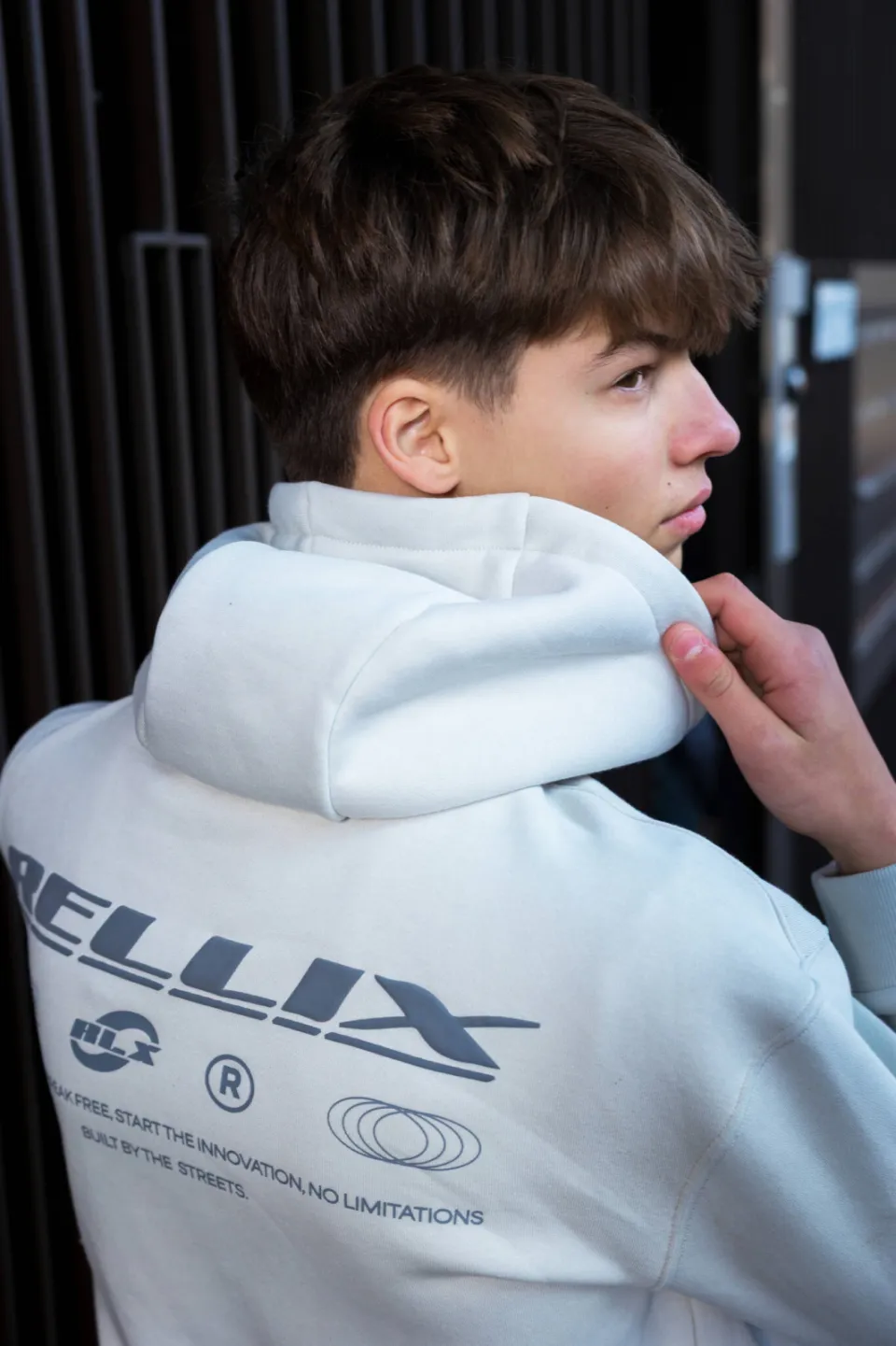 Rellix oversized hoodie met backprint - lichtgrijs, foto 5
