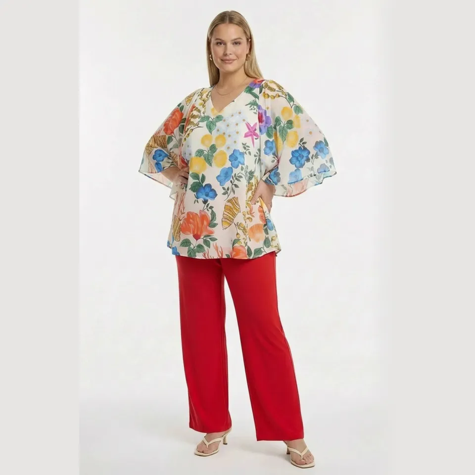 Yoek wide leg broek rood Light Red