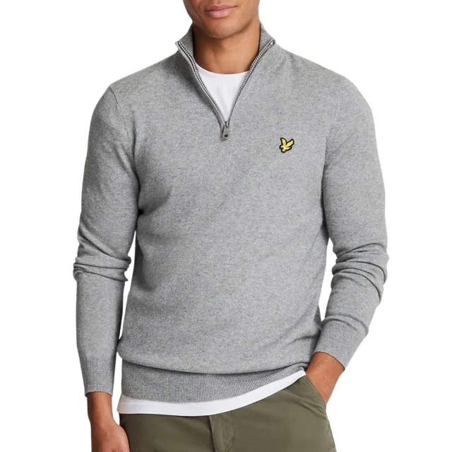 Lyle & Scott Cotton Merino 1/4 Zip Sweater Heren Grijs