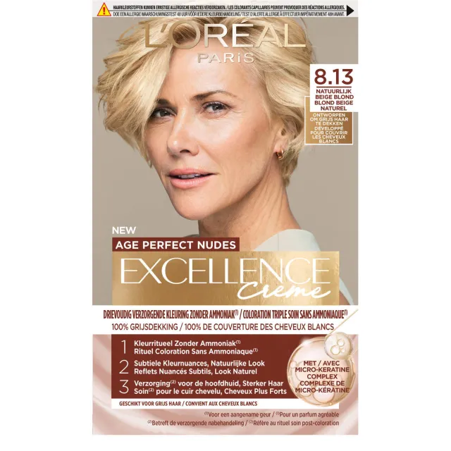 L'oréal Excellence Crème Age Perfect Nudes haarverf 8.13 beige blond