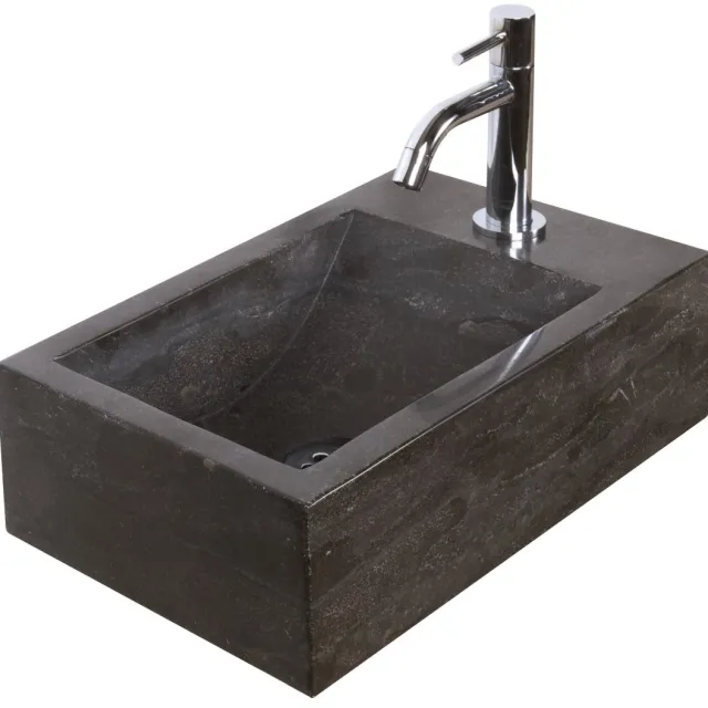 Haceka Fonteinset Natuursteen Nera 40x23x11 cm (kraangat rechts) Antraciet