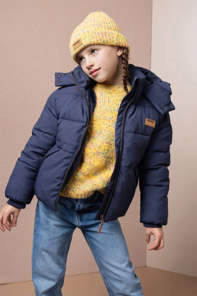 Nono Beau gewatteerde winterjas donkerblauw
