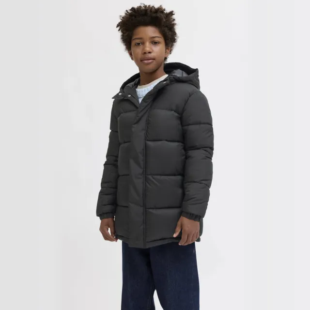 Jack & Jones Junior gewatteerde jas gebreid zwart