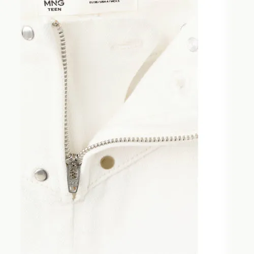 Mango TEEN low waist wide leg jeans met studs - wit, foto 6