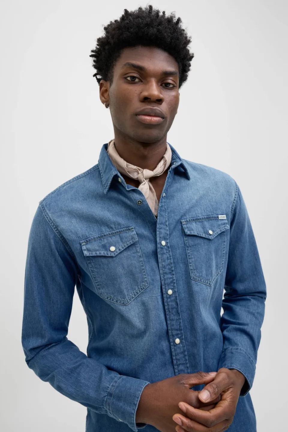Jack & Jones ESSENTIALS regular casual overhemd medium blue denim, foto 4