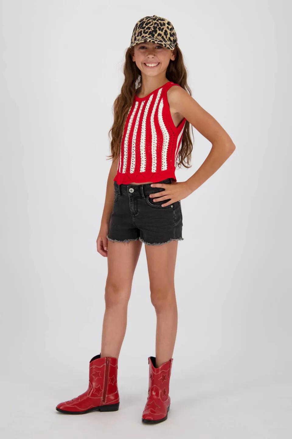 Vingino Ginny gestreepte mouwloze top rood, foto 5