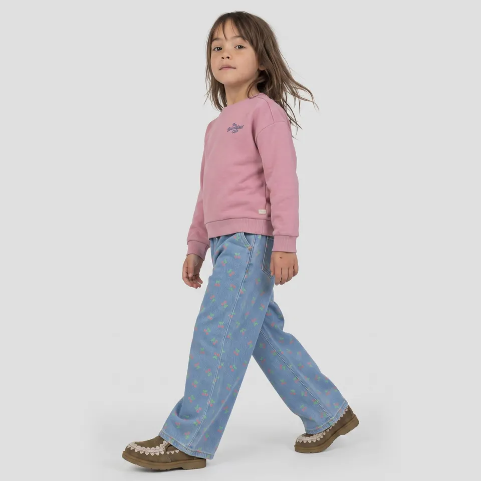Orange Stars wide leg jeans met print - lichtblauw