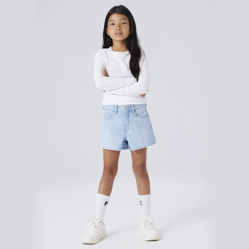 NAME IT mom jeansshort lichtblauw Light blue denim