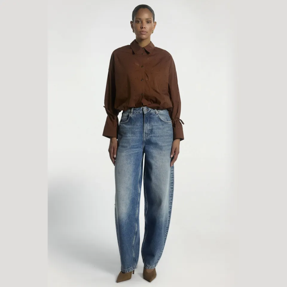 Aaiko blouse met strass bruin, foto 3