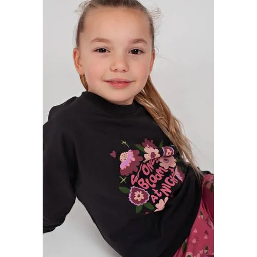 Jubel relaxed fit sweater Moon Flowers antraciet/roze, foto 7