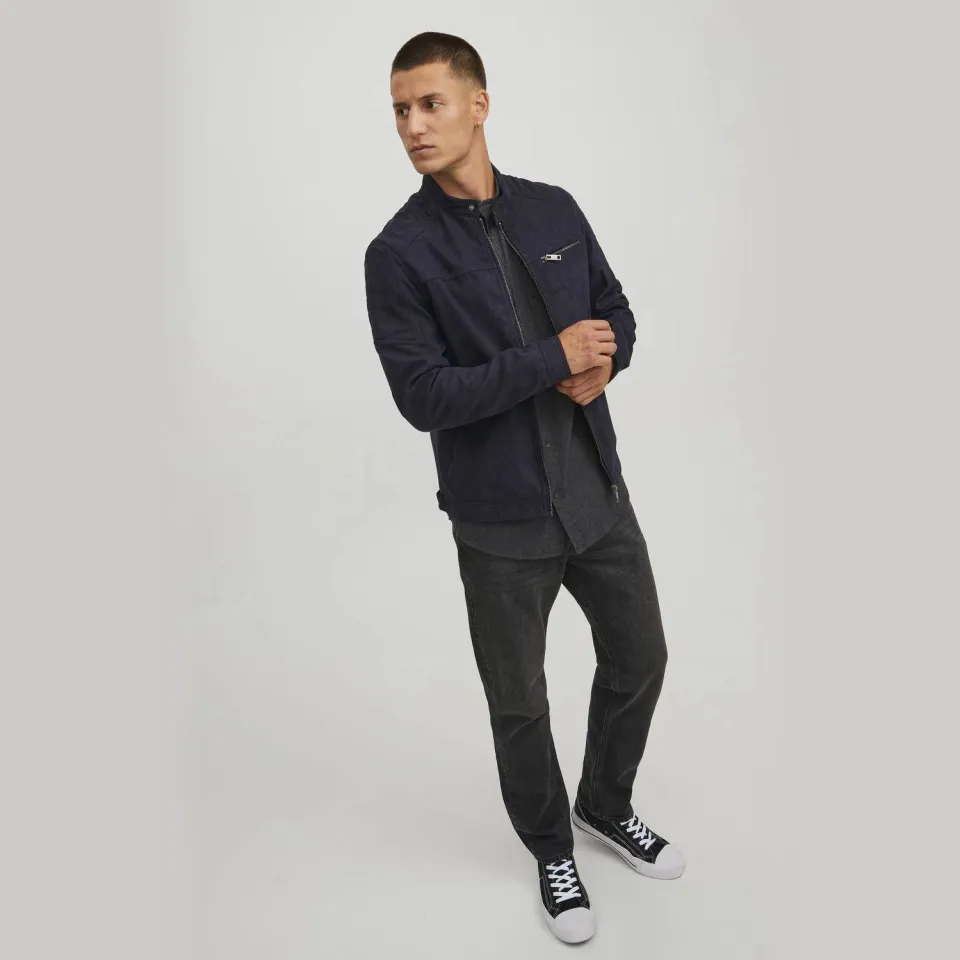 Jack & Jones ESSENTIALS imitatieleren bikerjack - zwart, foto 4