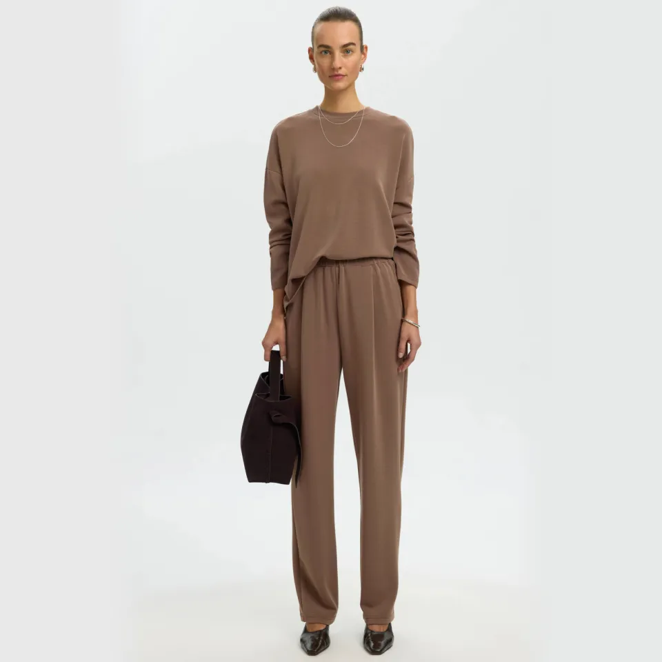 SELECTED WOMEN wide leg casual broek - bruin Taupe