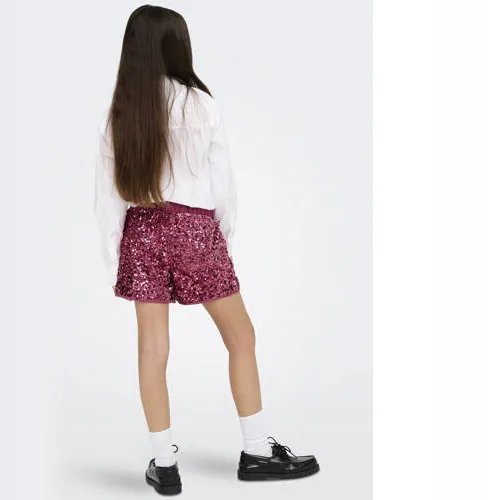 Only korte broek met pailletten donkerroze, foto 8