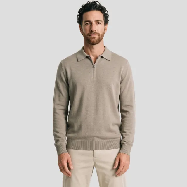 Profuomo trui fijn gebreid lichtbruin beige