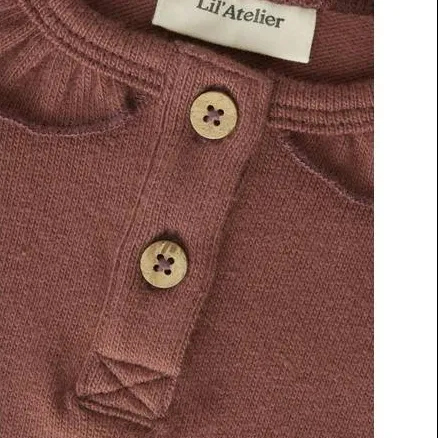 Lil' Atelier aansluitende longsleeve met ruches bruin, foto 4