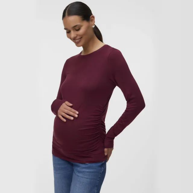 Vero Moda Maternity zwangerschaps longsleeve donkerrood