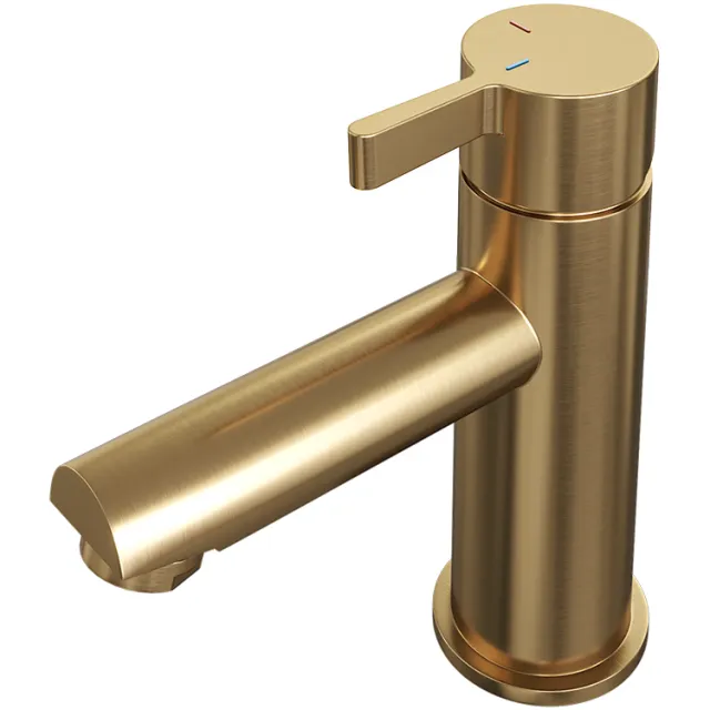 Brauer Wastafelmengkraan Brauer Gold Edition Coldstart Opbouw Laag Halfronde Hendel Geborsteld Goud PVD