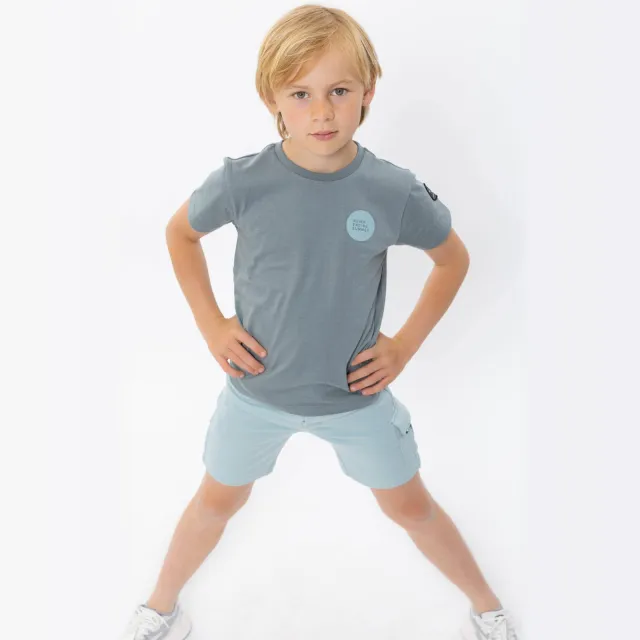 No Way Monday t-shirt met backprint grijsblauw