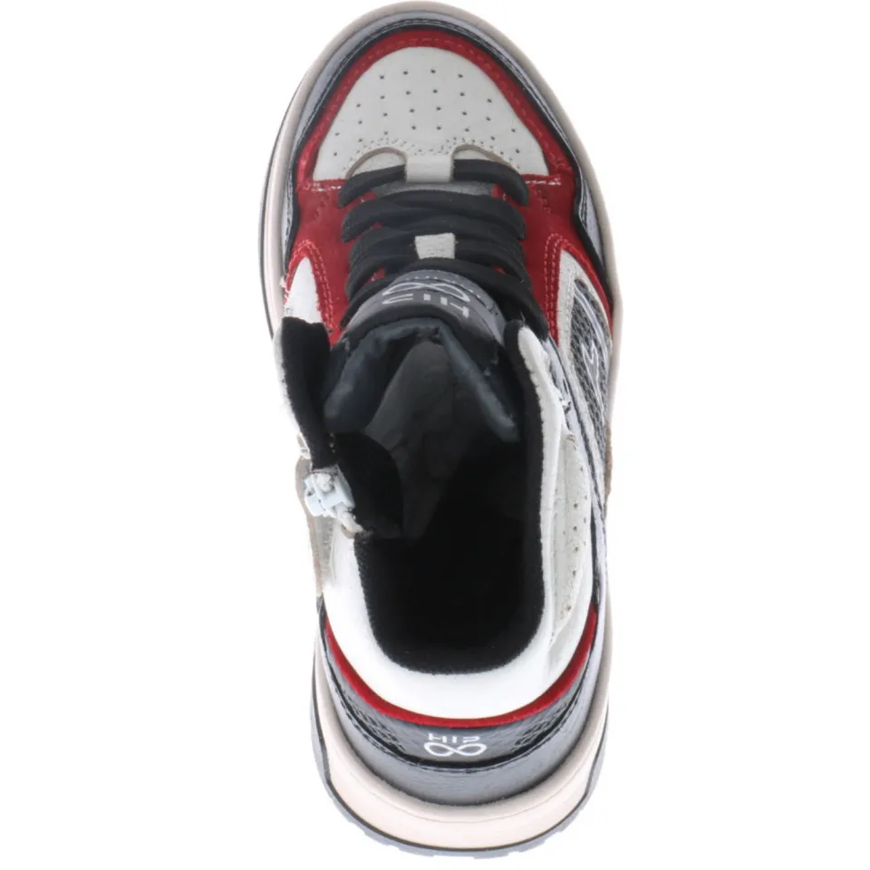 Hip leren sneakers zwart/wit/rood, foto 3