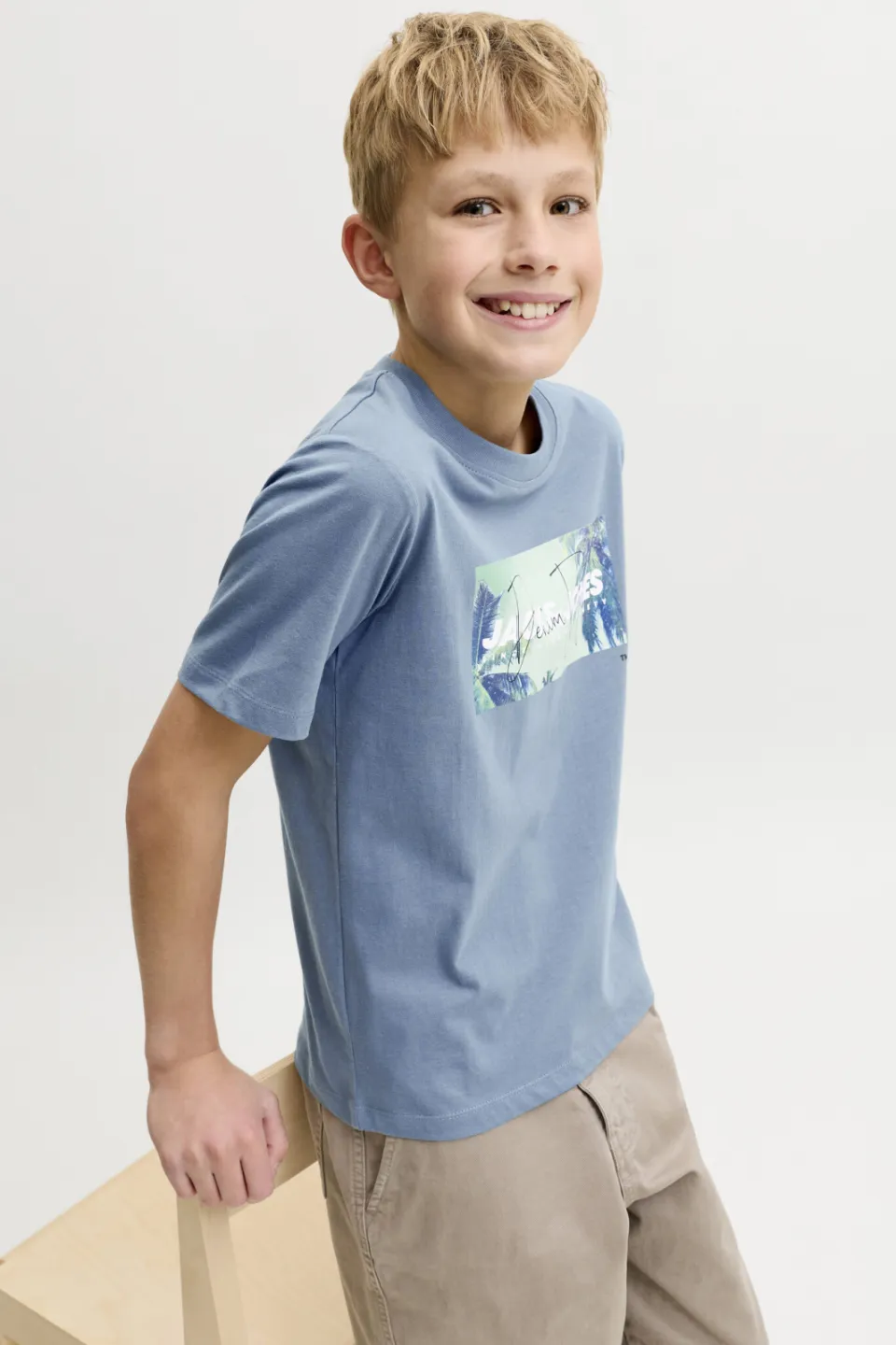Jack & Jones junior t-shirt blauw met logo, foto 5