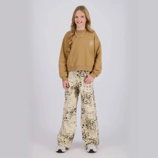 Raizzed Monaco Animal wide leg jeans met dierenprint - zand/groen