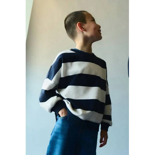 Mango Kids gestreepte sweater - marineblauw, foto 4