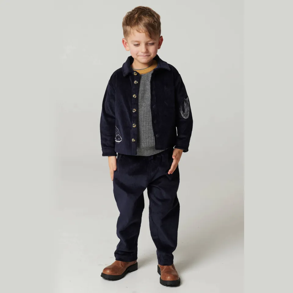 Copenhagen Colors regular fit corduroy casual broek donkerblauw, foto 4