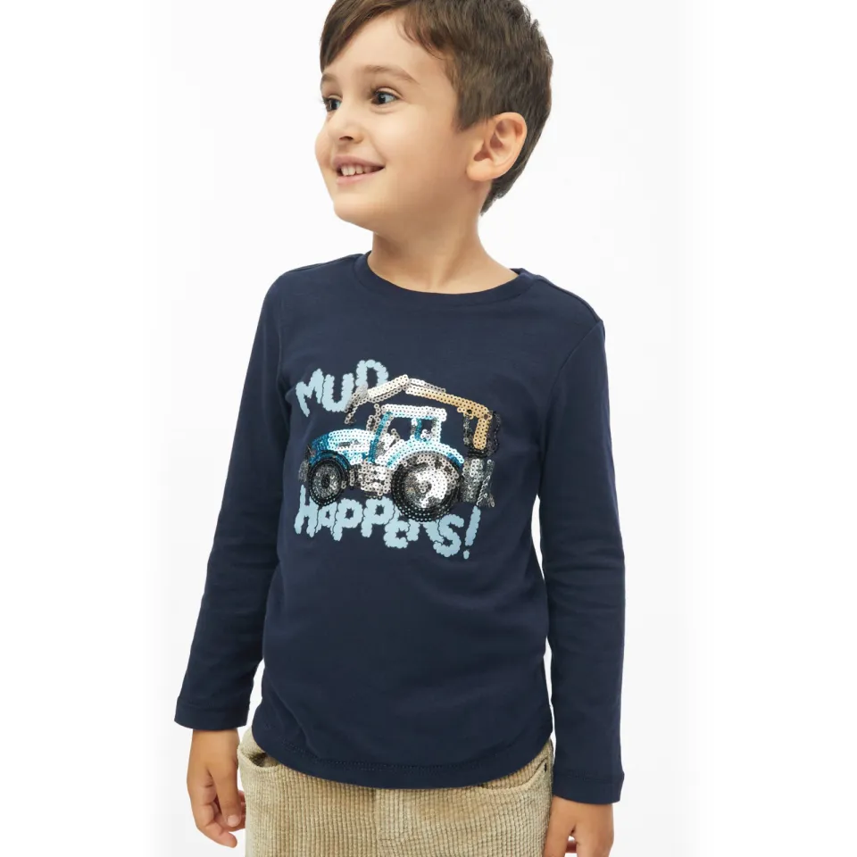 S.Oliver longsleeve met pailletten donkerblauw, foto 4