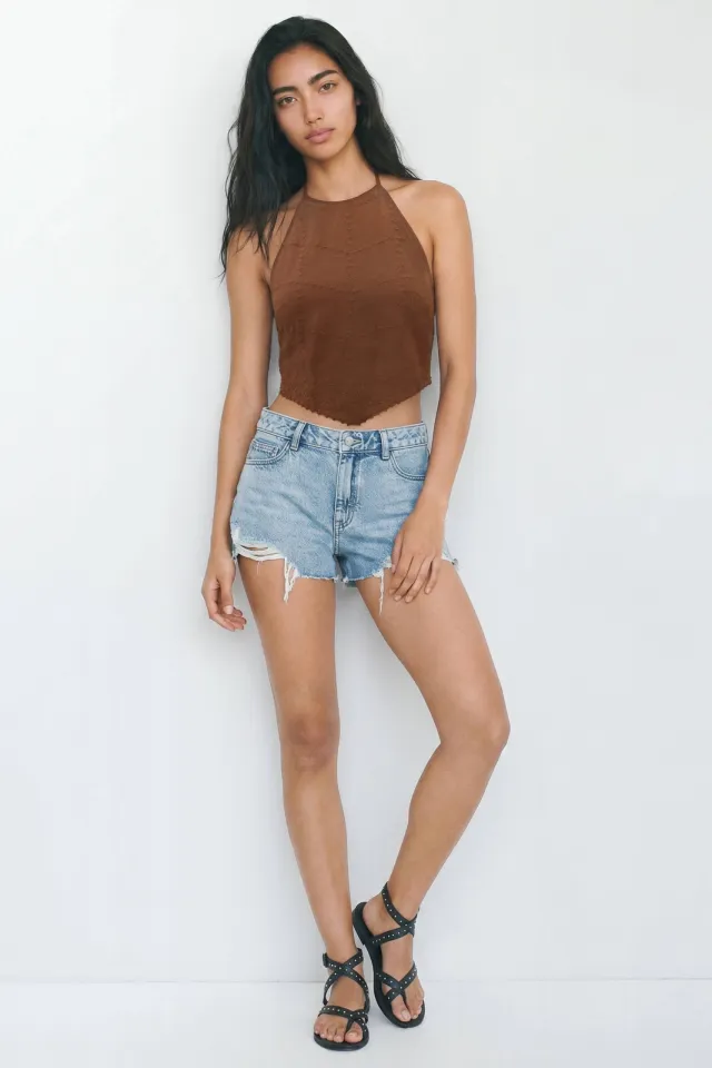 Mango denim short middenblauw Medium blue denim