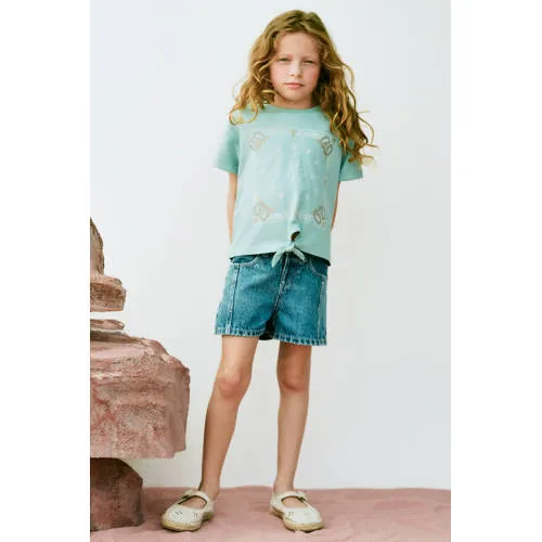 Mango Kids jeansshort middenblauw denim, foto 4