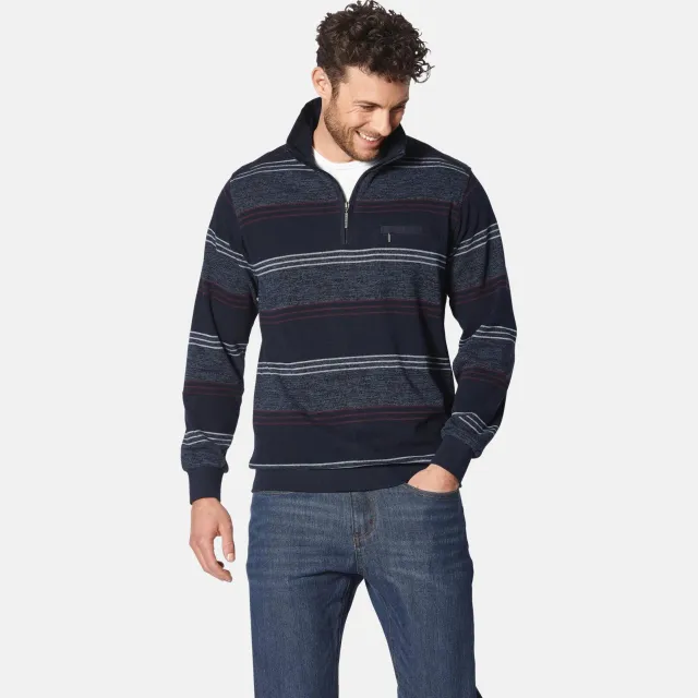 Babista katoenen regular fit gestreepte trui Plus Size - blauw