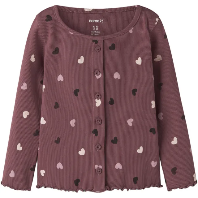 NAME IT MINI gebreid vest met stippen - roodbruin