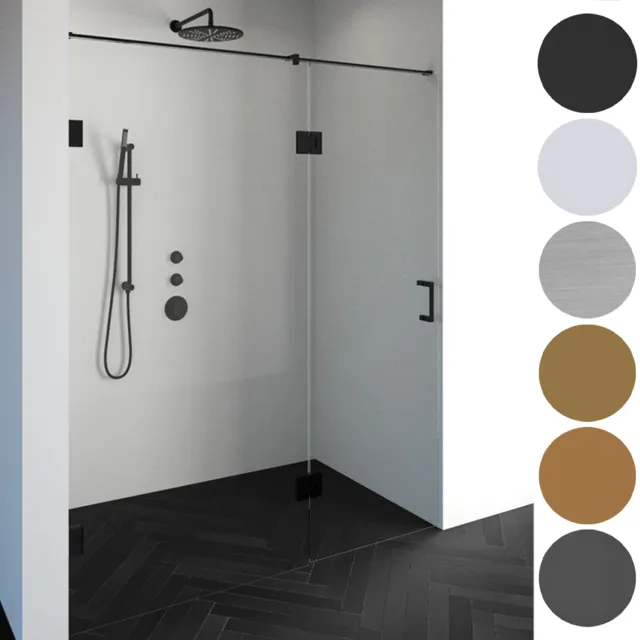 Sanitop BRAUER Void nisdeur 2-delig helder glas 200x200 omkeerbaar met draaideur 70 aan glas incl. glascoating PVD goud