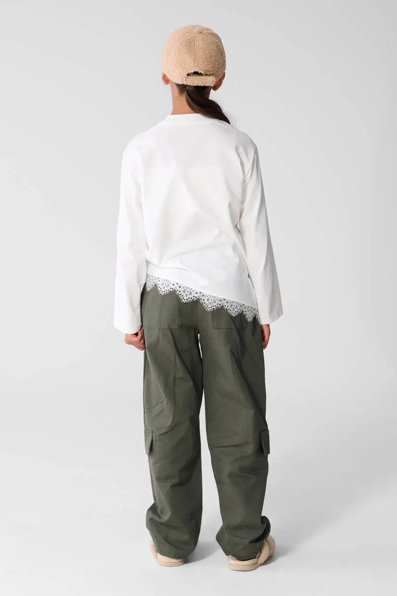 Shoeby high waist cargobroek donkergroen, foto 4