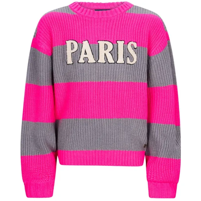 Retour Jeans trui roze grof gebreid Felroze/grijs